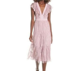 WAYF Hadley Lace Midi Dress in Purple